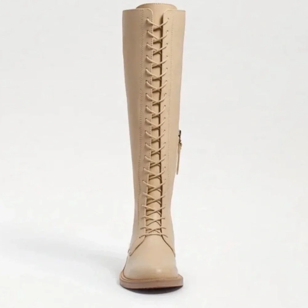 Sam Edelman Nance Leather Lace up Boots. Color: eggshell. Size: 6 - Picture 2 of 8